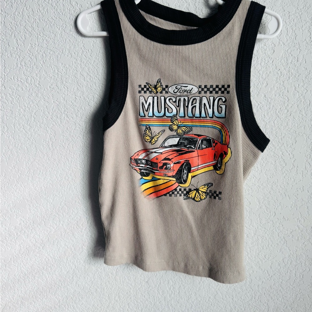 Ford Mustang Kids Tank Top - Beige and Black